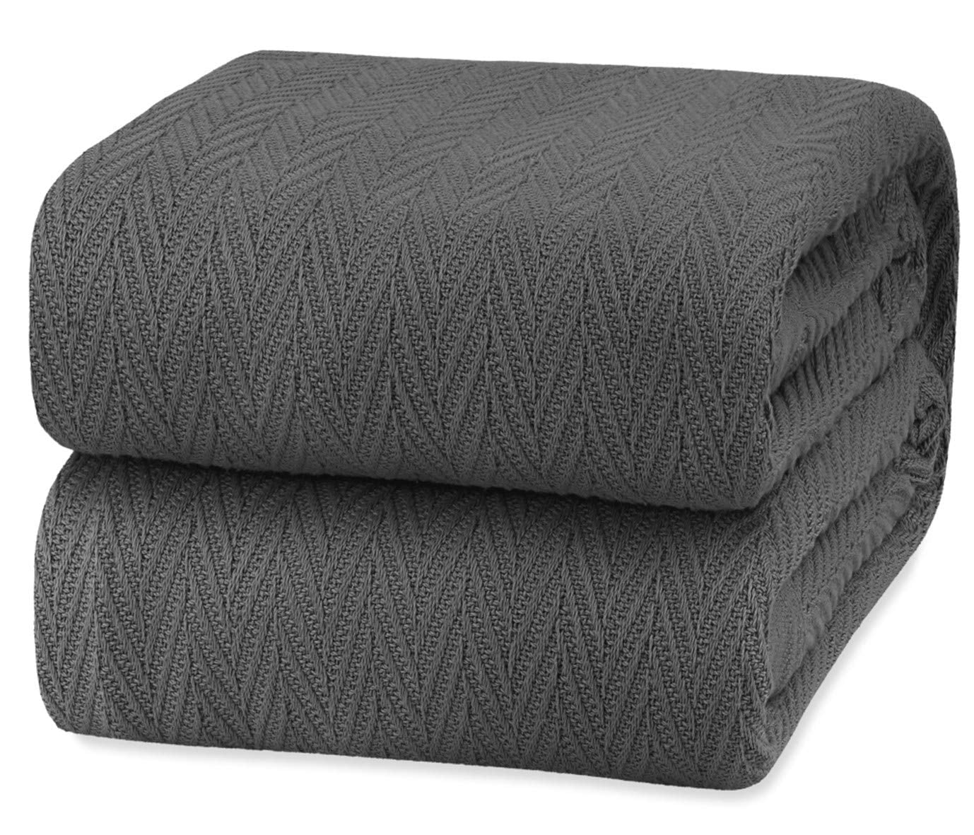White Classic Luxury Thermal Blankets, Waffle Blanket Wave Design, Lightweight Blanket, Dark Gray Cotton Thermal Blanket Queen Size, Breathable Blanket Queen, Dark Grey