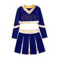 thumbnail image 3 of YONGHS Girls Cheerleading Outfits High School Cheer Leader Long Sleeve Crop Tops with Skirts Costume Navy Blue 10, 3 of 5