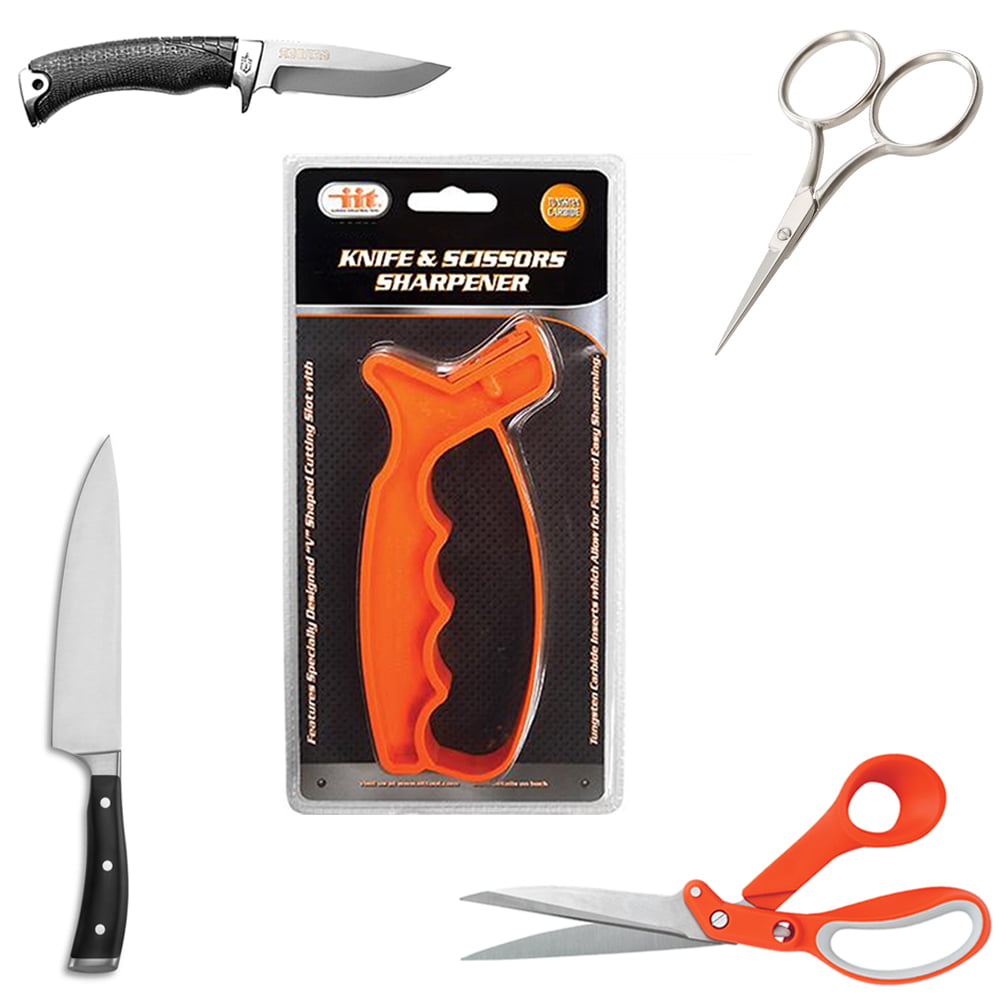 Knife Sharpener, Blade Sharpener 4 Slots,3-Stages for All Kinds of Kitchen  Knives,Outdoor Knives, Pocket Knives and Scissors