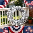 thumbnail image 2 of XGFHYJEH 250th Anniversary 4th of July Patriotic Wreath, Red White Blue Front Door Wreath, Waterproof Fade Resistant American Flag Wreath for Porch Wall Home Decor, 2 of 5