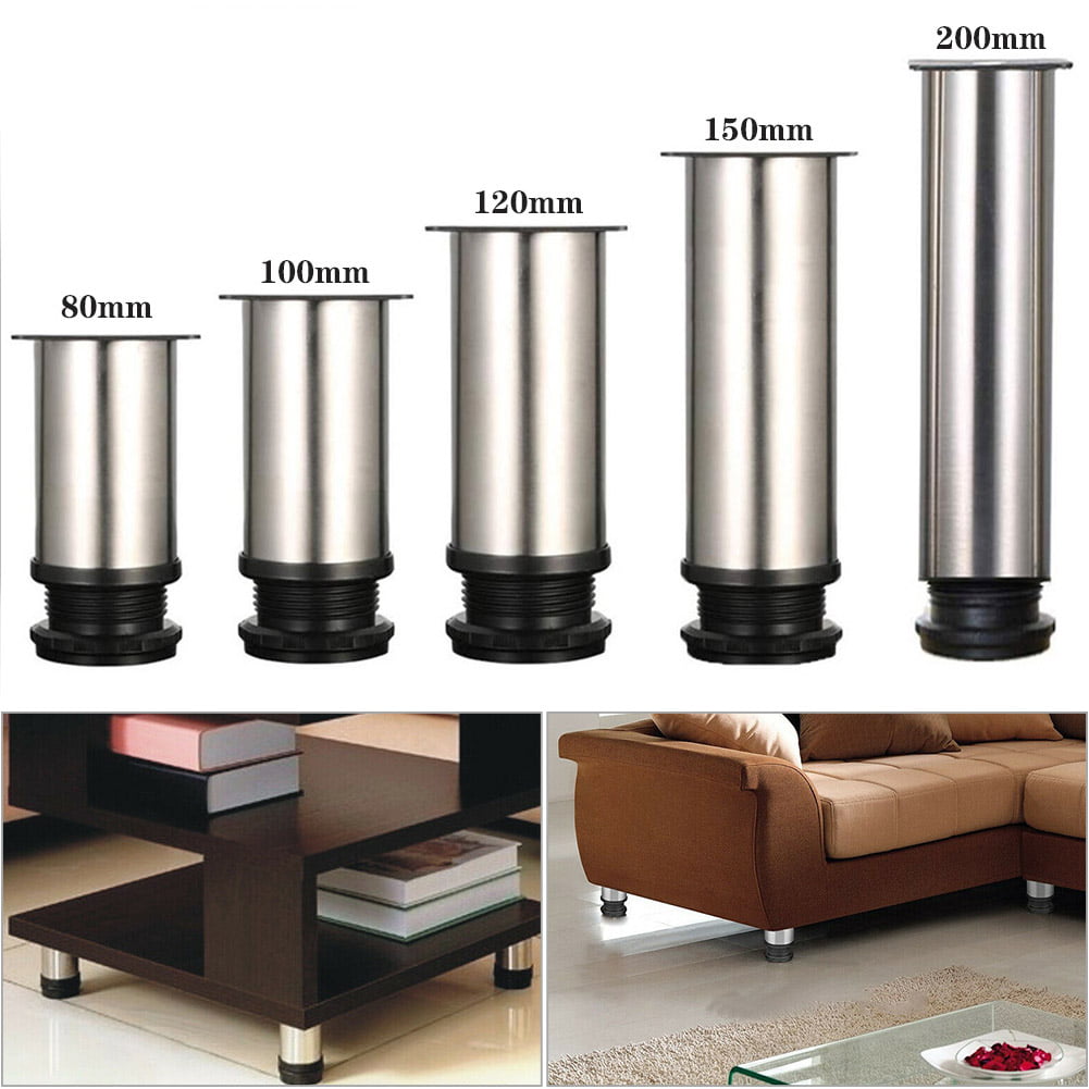 4pcs 120mm Round Adjustable Height Metal Leg Furniture Cabinet Sofa Bed Feet 