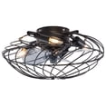 thumbnail image 2 of 18" Industrial Caged Flush Mount Ceiling Fan w/ Light and Remote Control, 3 Blades Low Profile Black, 2 of 9