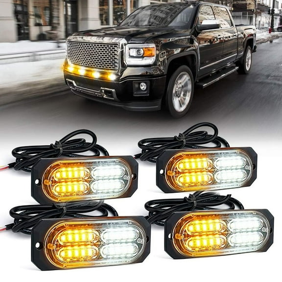 AUTOXBERT 4x 20LED Strobe Light Bar Car Truck Flashing Warning Hazard Beacon Amber White