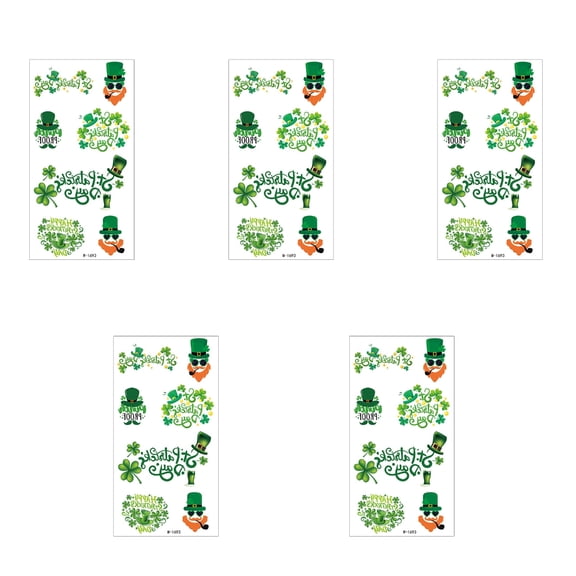 Zeiwohndc 5Pcs StPatrick's's Clovers Decals Kids Water Transfer Temporary Tattooes Party Skin Art