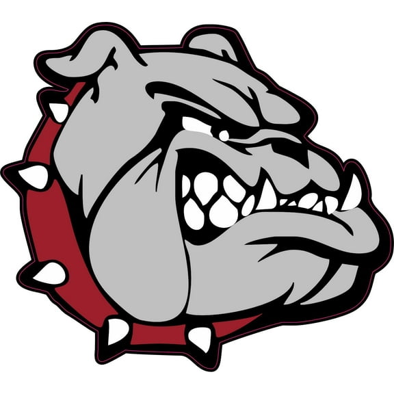 StickerTalk Right Facing Maroon Collar Bulldog Vinyl Sticker, 5 inches x 4.5 inches