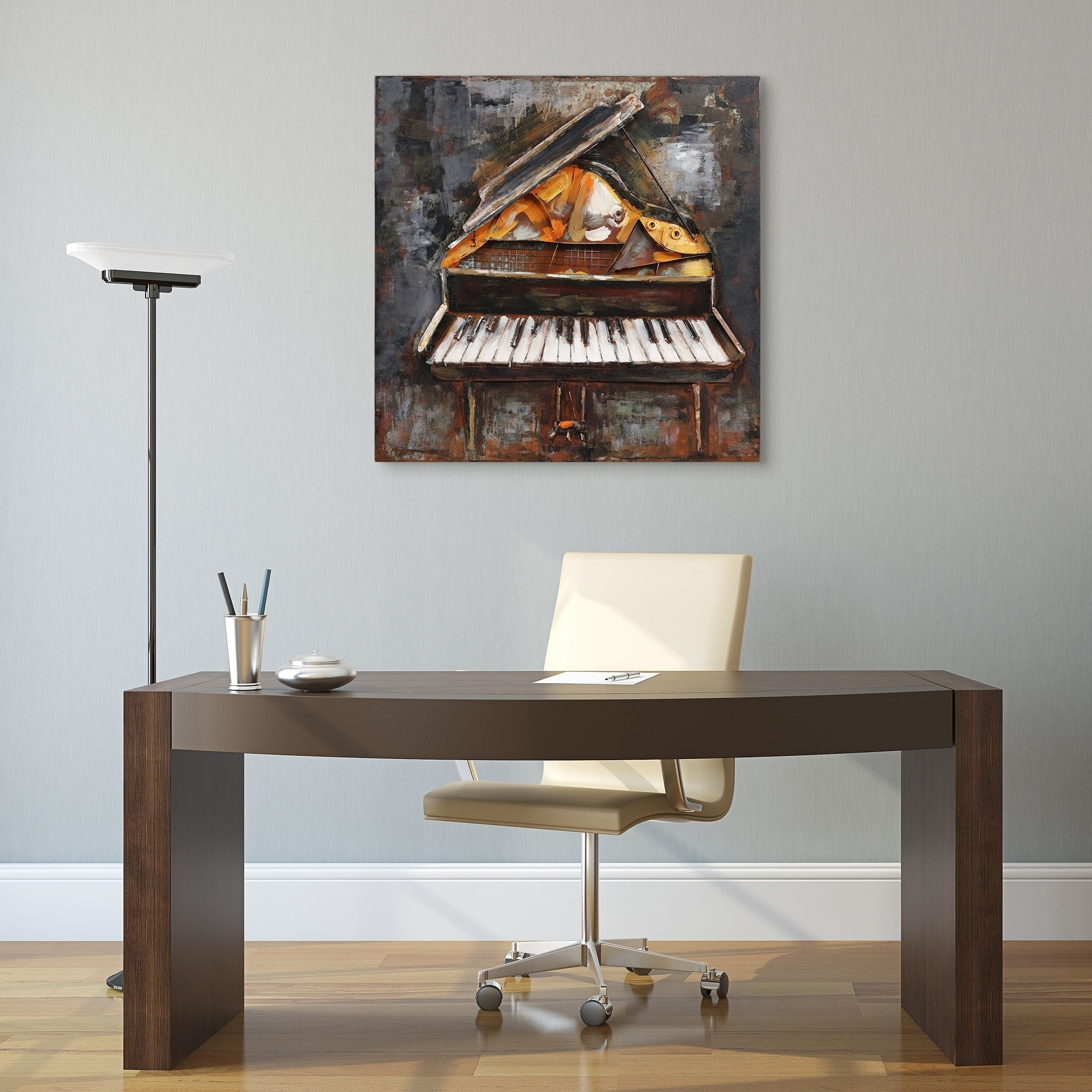 Free Shipping! Empire Art Iron Piano Sculpture Hand Painted 3D