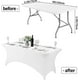 thumbnail image 4 of Paquete de 2 fundas de mesa de LICRA para mesa de 6 pies, mantel elástico ajustable Universal para fiestas, banquetes, bodas y eventos, color blanco, 4 of 5