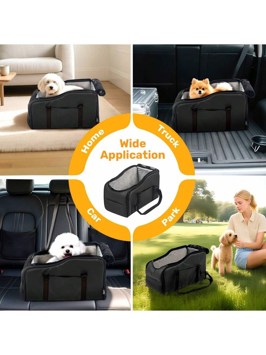 Removable And Washable Car Comfortable Pet Seat For Small Dogs And Cats - Portable Center Console Travel Bed