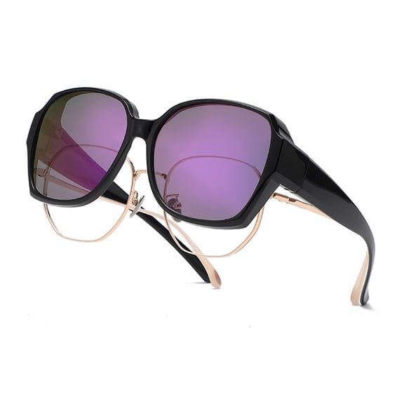 Polarized Sunglasses Over Glasses for Women Men, Fit Over Glasses Sunglasses Oversized UV Protection Purple
