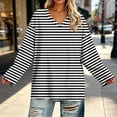 thumbnail image 6 of RongHuan Striped Shirt Womens Plus Size V Neck T-Shirt Loose Fit Long Sleeve Tops Casual Blouses Daily Wear, 6 of 7