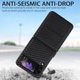 thumbnail image 4 of Dteck for Samsung Galaxy Z Flip 3 Case with Built-in Kickstand, Carbon Fiber Leather on Back, Hybrid Shockproof Hard Protective Cover for Galaxy Z Flip 3 5G,Black, 4 of 7