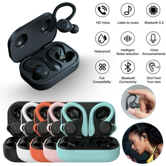 Skegnu Wireless Earbuds Earphones Wireless Bluetooth Holiday Gift Finder Earhook Bluetooth Earphone For Running And Sports IPX6 Strong Bass Great Gifts for Less