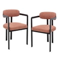 thumbnail image 6 of Hassch Mid-Century Modern Dining Chairs, 2 Pack Fabric Upholstered Accent Armchairs with Curved Backrest, Cushioned Seat, and Black Metal Frame (Orange), 6 of 8