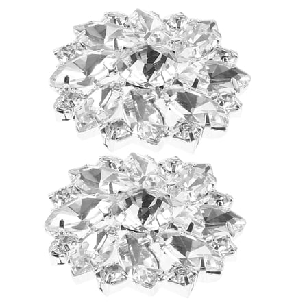 PAMINGONO 2Pcs White Rhinestone Metal Round Button for Sewing and DIY Crafts Wedding Party Decorative 1.0x1.0x0.4in