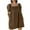 Brown, variant on Hvot&aat Cute Linen Babydoll Dress for Women Pff Sleeve Square Neck Casual Summer A-Line Short Beach Dresses with Pockets