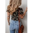 thumbnail image 2 of Seductive Slim Fit Black Bodysuit with Floral Design and Puff Sleeves - [ZhiHiMeRi] | (US 8-10)M, 2 of 6