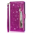 thumbnail image 6 of TECH CIRCLE Cute Shiny Flip Wallet Case with Wrist Strap for Pixel 8A (2024 Release) 6.1", Built-in Stand, 9 Card Slots, Zipper Pocket, PU Leather Protective Lightweight Cover, Purple, 6 of 6