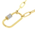 thumbnail image 3 of Dazzlingrock Collection Round White Diamond Oval Carabiner Paperclip Gold Chain Pendant Necklace for Women (0.16 ctw, Color I-J, Clarity I2-I3) in 10K Yellow Gold, 3 of 6