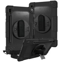 SOATUTO for Samsung S8 / Galaxy S7 11 inch Tab Case with S Pen Holder Kickstand Shoulder Hand Strap Hybrid Kids Friendly Cover For Samsung Galaxy S8 X700 X706 2022 / S7 T870 T875 2020 - Black Black