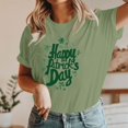 thumbnail image 4 of Cavosen Saint Patrick Day Women's Short Sleeve Shirts Soft Green Shamrock Happy Patrick's Day Letter Print Blouse Crewneck Holiday Tops Festival T-Shirts Casual Summer Tees S, 4 of 5