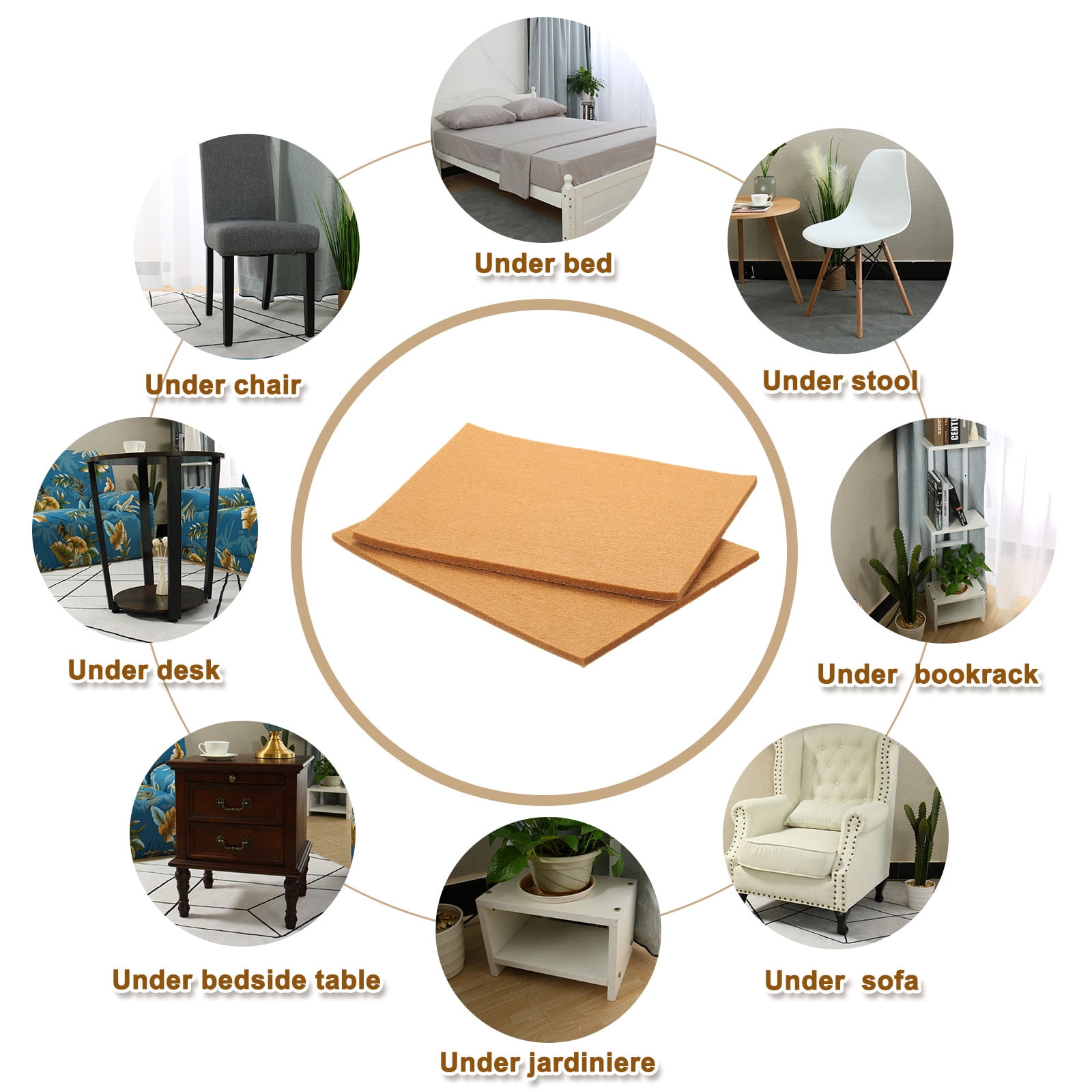 Felt Furniture Pads, 24Pack 7.87" x 5.91" Adhesive Backed Felt Non-slip Anti-scratch Chair Leg Protectors for Protecting Hardwood Floor, Light Brown