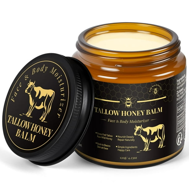 Bálsamo de sebo de ternera Kaisasa para cuidado de la piel con miel silvestre cruda 120 g