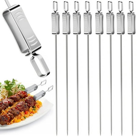 

Miuline 8PCS Kabob Skewers 16.5inch Length Roast Sticks Stainless Steel Reusable Barbecue Skewers For Meat Shrimp Chicken Vegetable