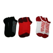 Angle View: Nike Boys' Performance Cotton Cushioned Socks 3 Pack (Small, Black/Red/White)