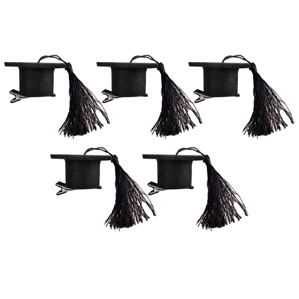 5pcs Mini Doctoral Cap Pinza para el cabello Sombrero de graduación Horquillas Borla Tocado Fiesta de graduación Barrettes Decoración para niños adultos (Negro)
