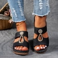 thumbnail image 5 of Willtoo Women's Chunky Block Heel Sandals - Open Toe Slip-On Ankle Strap Slides with Adjustable Buckle, for Casual & Evening Wear. Black US-7（EU-38）, 5 of 5