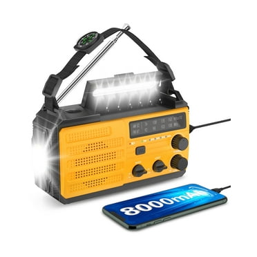 Greadio Wind up Emergency Radio, Solar AM/FM Radio,4000mAh Portable Hand Crank Radio Powered Flashlight & SOS Alarm Home