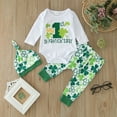 thumbnail image 2 of Toddler Boy Outfits St. Patrick'S Day Kids Long Sleeve Crew Neck Printed Bodysuit Pants And Hat 3 Piece Set White 3 Months-6 Months, 2 of 7