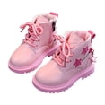 thumbnail image 5 of IEMIEMIEM Boots for Girls with Side Zipper Lace Up Star Print Girls Beige Comfortable Cute Combat Boots Kids Boot for Kids/Toddler Girl Boot Pink 10 Toddler, 5 of 5