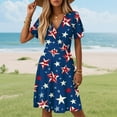 thumbnail image 3 of Yongcuo Independence Day Women's Patriotic American Flag Dress Short Sleeve V-Neck Star and Stripe Summer Dress for Casual Wear Dark Blue M, 3 of 4