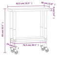 thumbnail image 4 of vidaXL Table de Cuisine avec Roulettes 82,5x30x85 cm Acier Inoxydable, 4 of 5