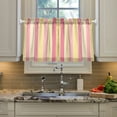 thumbnail image 2 of Yayeee Kitchen Curtains Tier Pair Light Filtering 27"x24" Rod Pocket Short Cafe Window Panel, Pink And Yellow Striped Pattern, 2 of 7