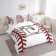thumbnail image 3 of Homewish Cartoon Monogrammed E Twin Bedding Sets 7-Piece, White Red Baseball Bedding Comforter Set, Teens Kids Boys Girls Reversible Sheet Sets, Super Cozy Room Decor, 3 of 7