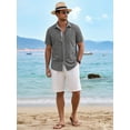 thumbnail image 5 of RICHCOIN Men's Button Down Shirts Short Sleeve Casual Summer Beach Vacation Wedding Shirt with Pocket, 5 of 7