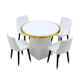 thumbnail image 1 of Juego de mesa y sillas de comedor en miniatura, moderno, blanco y dorado, 1 of 3