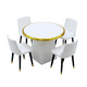 thumbnail image 1 of Juego de mesa y sillas de comedor en miniatura, moderno, blanco y dorado, 1 of 3