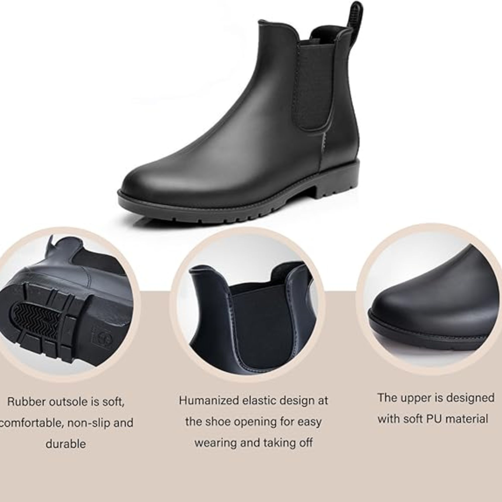 CHICVOMEY Women's Waterproof Chelsea Rain Boots Anti-Slip Rubber Ankle Boots for Gardening Walking & Outdoor Comfort Short Rainboots for Women