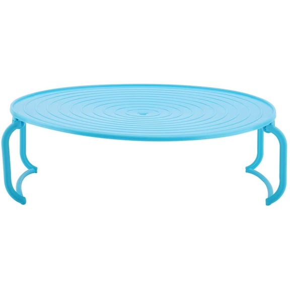 VONTER Multipurpose Foldable Microwave Oven Rack - 9" Inc Multifunctional Heating Double Layer Dish Tray for Kitchen - Organizer Tool-Steaming Tray Rack with Handle,Insulated Heating-Blue