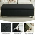 thumbnail image 4 of 51" Faux Leather Storage Ottoman Bench with Wooden Legs, Tufted Upholstered Seat, Sturdy & Spacious for Bedroom, Entryway, Living Room, Dark Black, 4 of 10