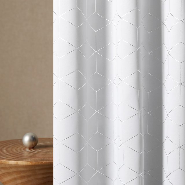 Cortinas opacas Deconovo con estampado de diamantes plateados, aislantes térmicos, con ojales, color blanco grisáceo/diamante, 42 x 95 pulgadas, para dormitorio