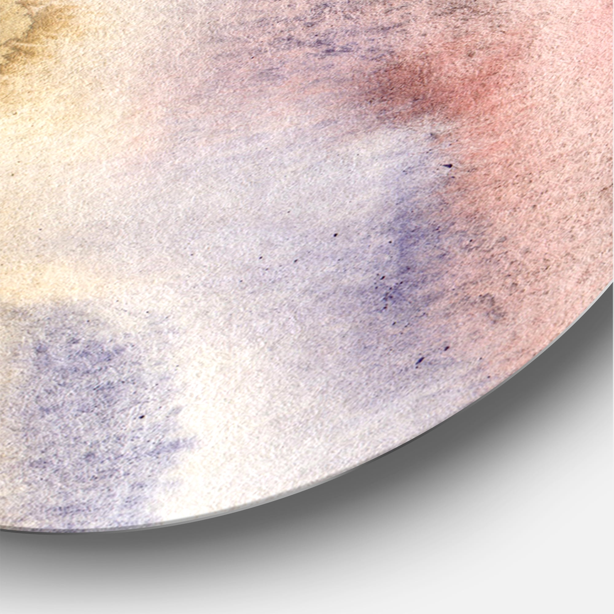 Designart 'Pastel Abstract With Pink Dark Blue and Yellow Spots' Modern Circle Metal Wall Art 23x23 - Disc of 23