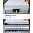 thumbnail image 7 of Navy Blue Grey Stripe Wrap Around Bed Skirts for Queen Bed 18" Drop,Bed Skirt with Adjustable Elastic Belt Dust Ruffle Bed Valance for Bedroom Hotel Modern Art Horizontal Striped Bed Frame Cover, 7 of 7