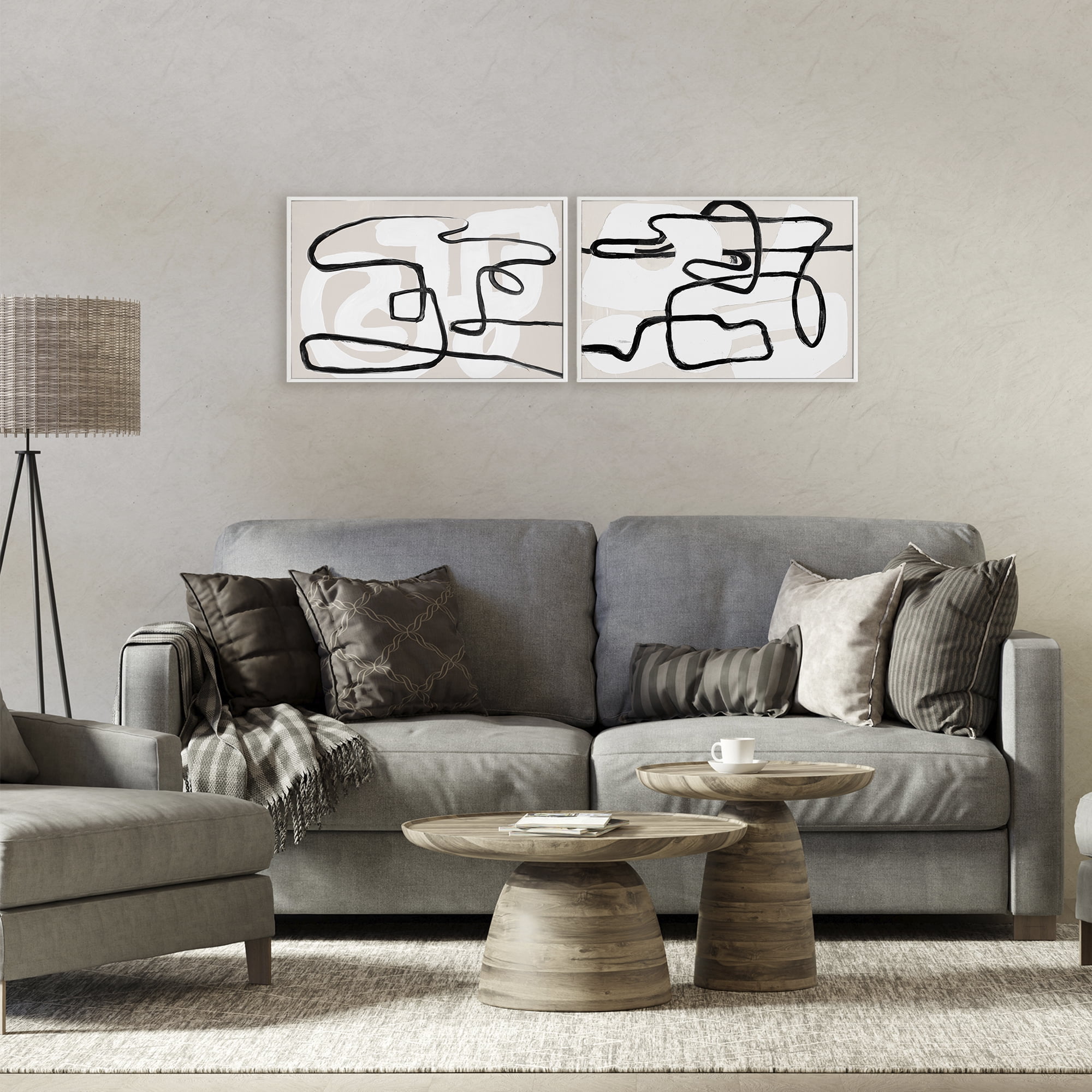 Stupell Industries Neutral Twists & Turns 2 Piece White Framed Giclee Art Set, design by Lanie Loreth