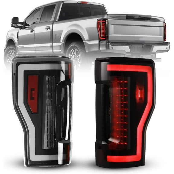 WINJET LED Tail Lights For 2017-2019 Ford F-250/F-350/F-450 Super Duty,Full LED Sequential Turn Signal Rear Brake Lamp DRL Taillights Replacement Smoke Lens