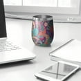 thumbnail image 3 of 12oz Stemless Wine Tumblers Purple Pioneer Flower and Paisley Pattern Vacuum Insulated Stainless Steel Travel Tumbler Cups Mug with Lid and Straw for Champaign,Cocktail,Beer with Cleaning Brush, 3 of 5