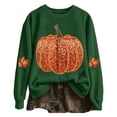 thumbnail image 2 of Womens Halloween Crewneck Sweatshirt Sparkling Sequin Pumpkin Maple Leaf Relaxed Fit Cozy Pullover Top Dark Green M, 2 of 4
